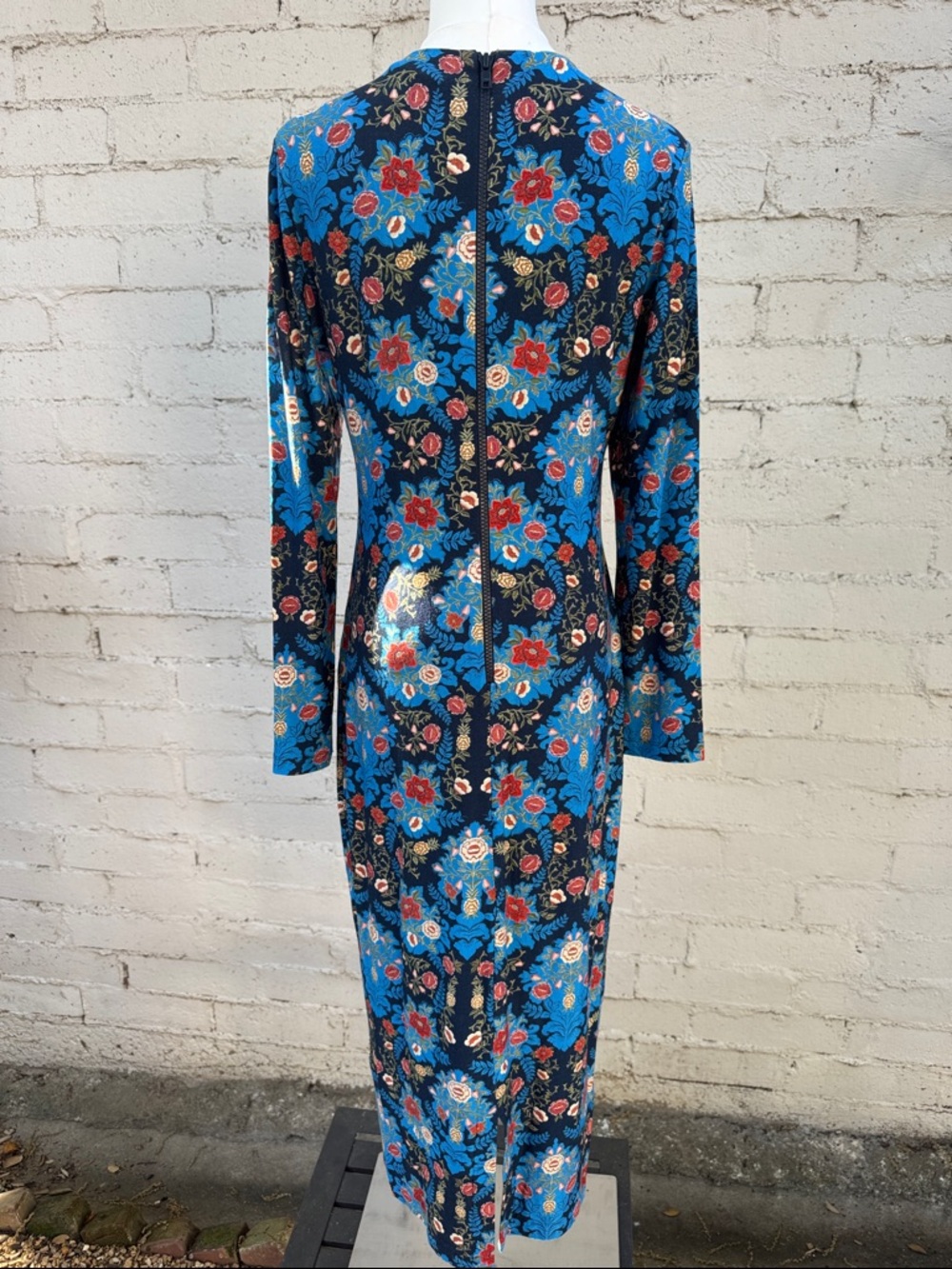 FARM Rio Arabesque Floral Blue Jersey Midi Dress Size M - Picture 9 of 15
